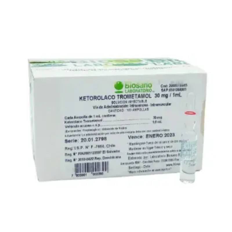 MED0102 KETOROLACO TROMETAMOL 30MG/1ML I.V/I.M - Imagen 1
